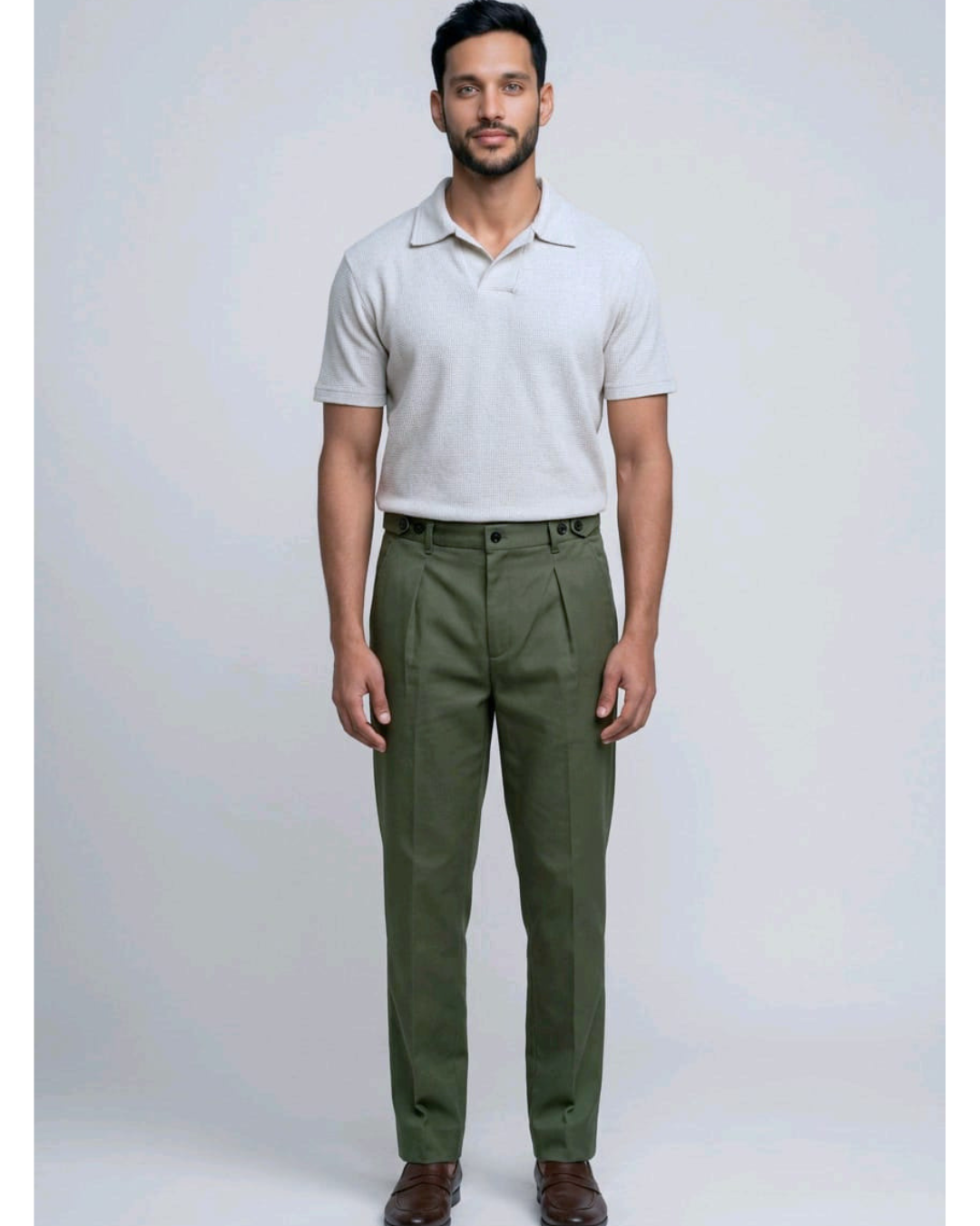 Waffle Knit Golfer Polo - Grey