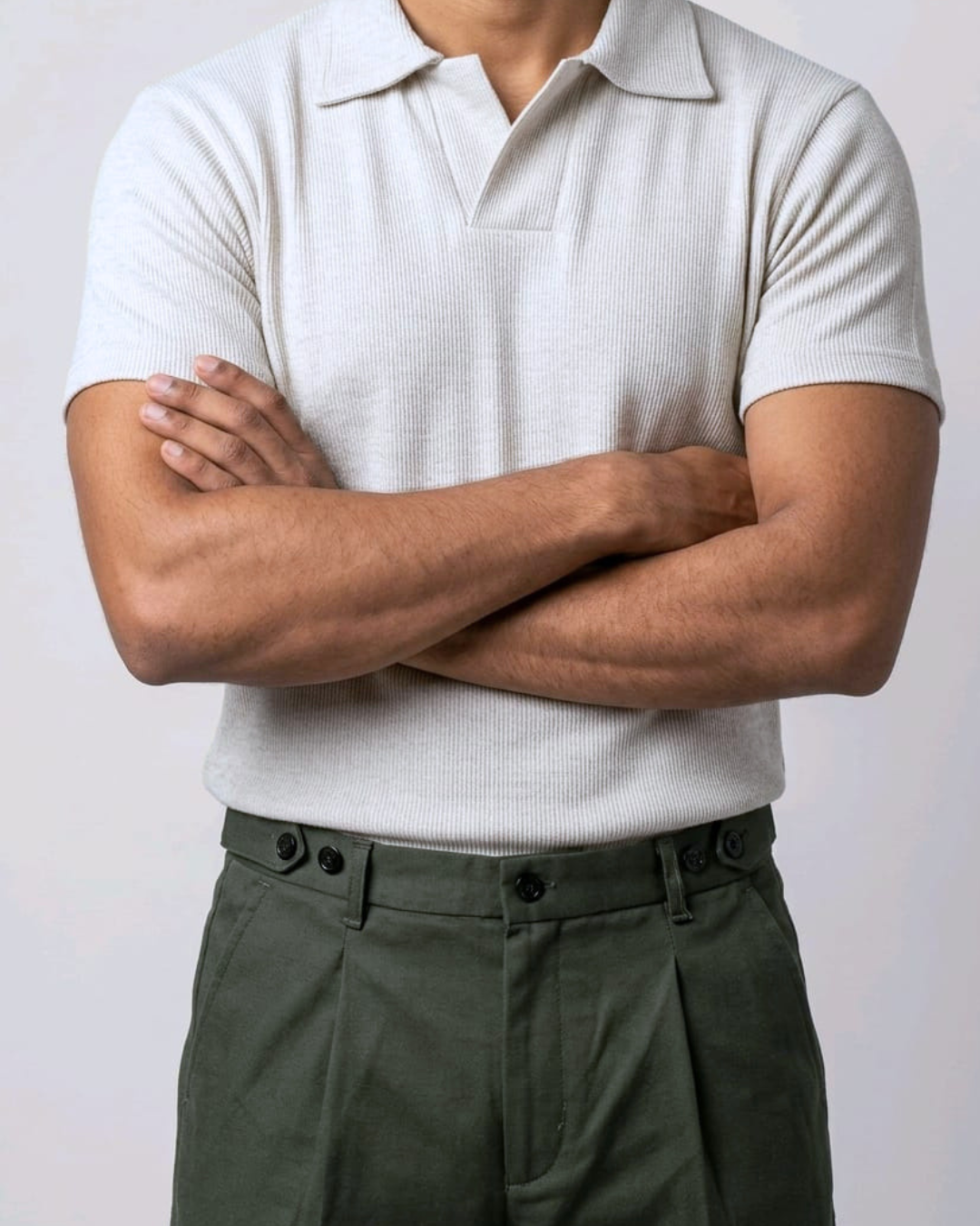 Waffle Knit Golfer Polo - Grey
