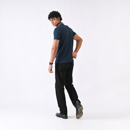 Jersey Polo -Dark Teal Blue