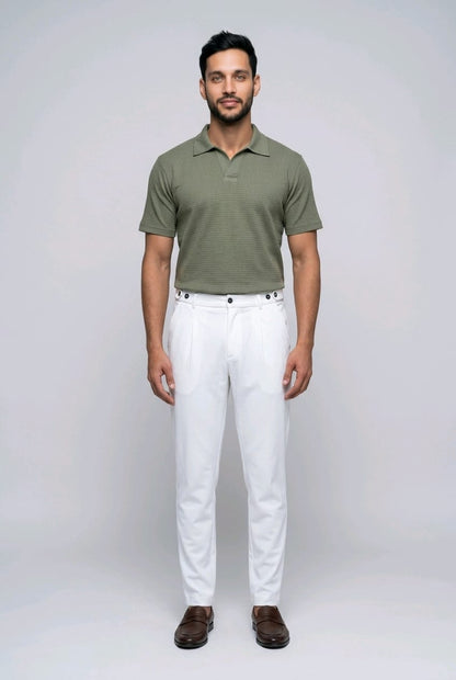 Waffle Knit Golfer Polo - Green